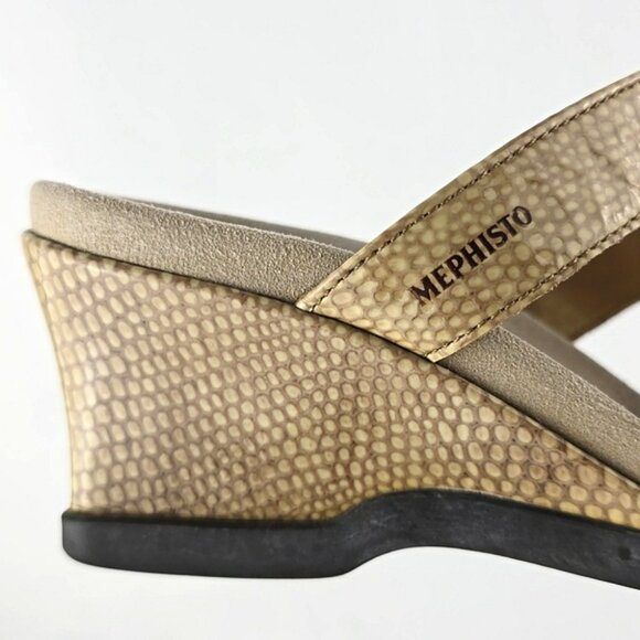 Mephisto Women's Patent Reptile Leather Slip On Strappy Wedge Sandals Size 36 - Picture 6 of 16